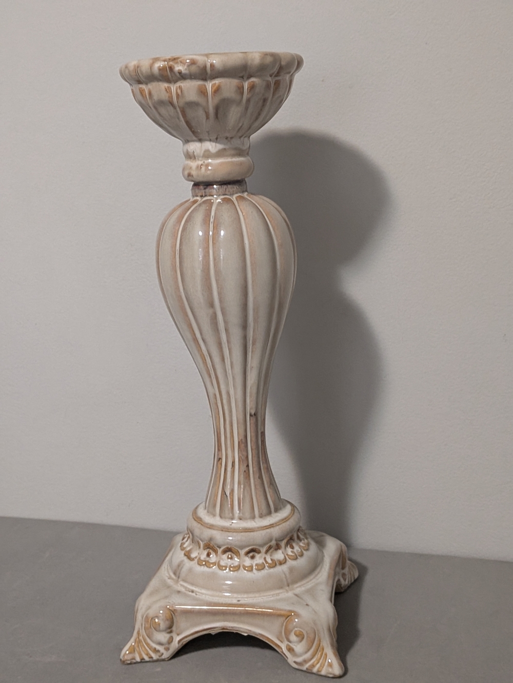 17" Tall Elegant Ceramic Candle Holder Beautiful Detail Bombay Candle Not Incl - Picture 5 of 11